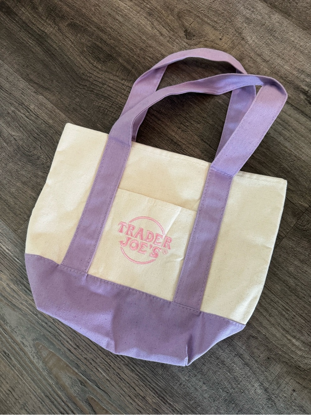Trader Joe's Lavender & Cream Canvas Tote
